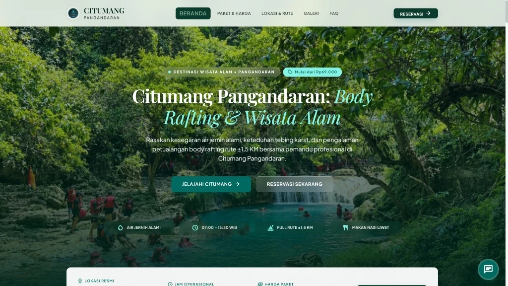 Website Citumang Rafting - Wisata Alam & Body Rafting Pangandaran