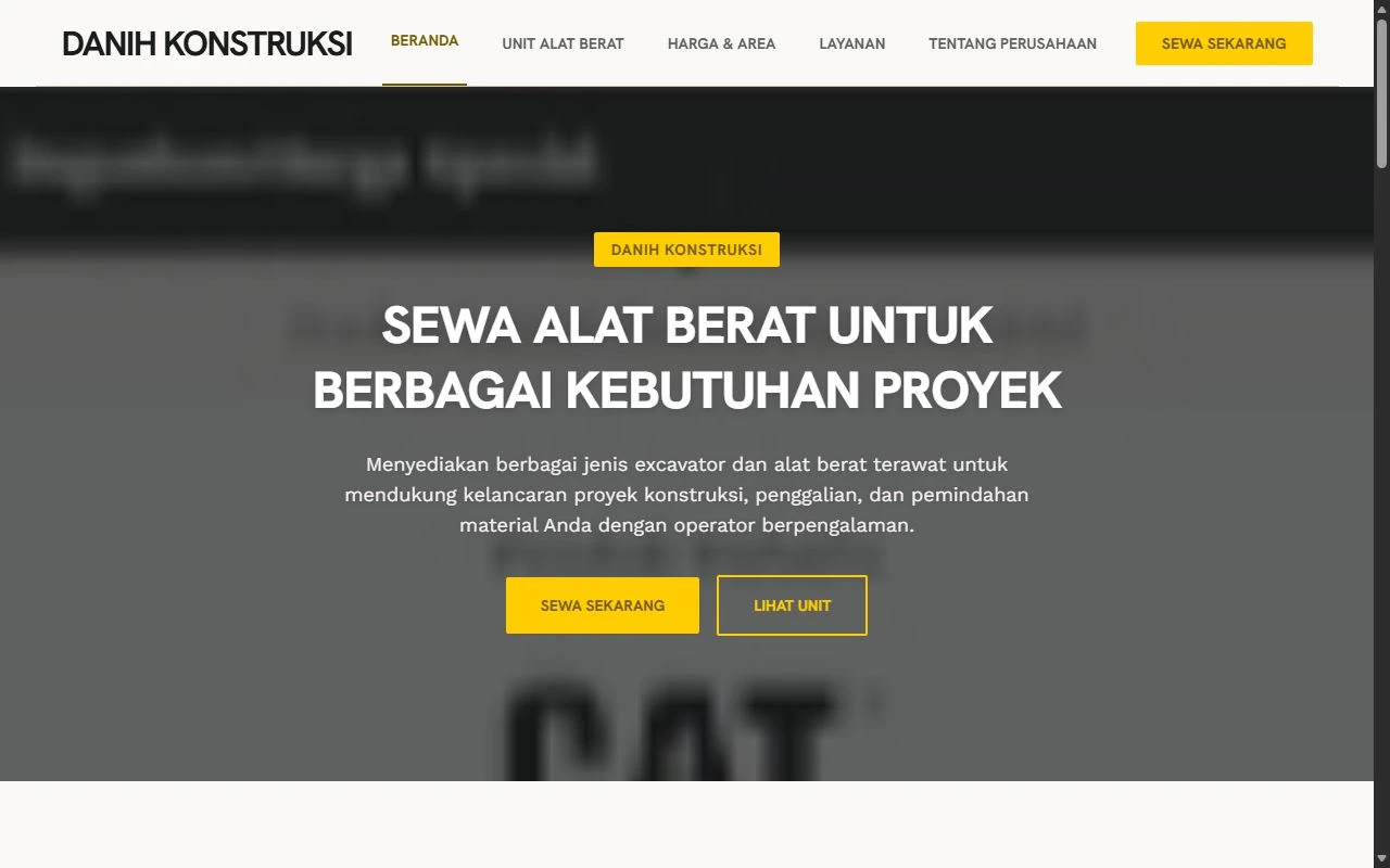 Website Danih Konstruksi - Profil Perusahaan & Sewa Alat Berat